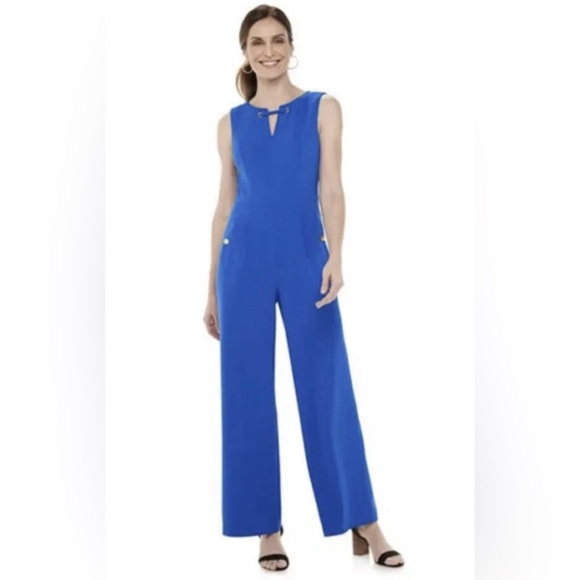 Chaps Pants - Chaps Royal Blue Sleeveless Jumpsuit